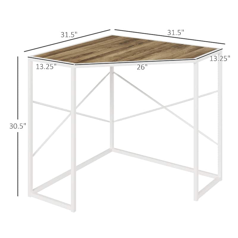 HOMCOM Corner Computer Desk with Steel Frame for Small Spaces, Writing Desk for Workstation