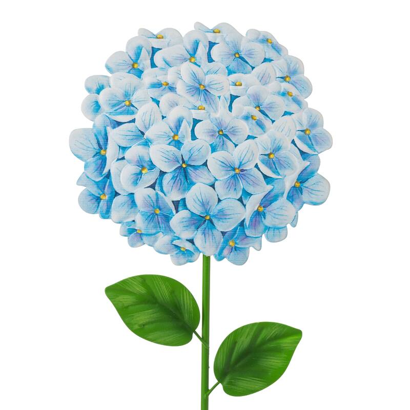 Glitzhome Set of 3 Metal Dimensional Flowers Yardstake Hydrangea Pick Wall Decor