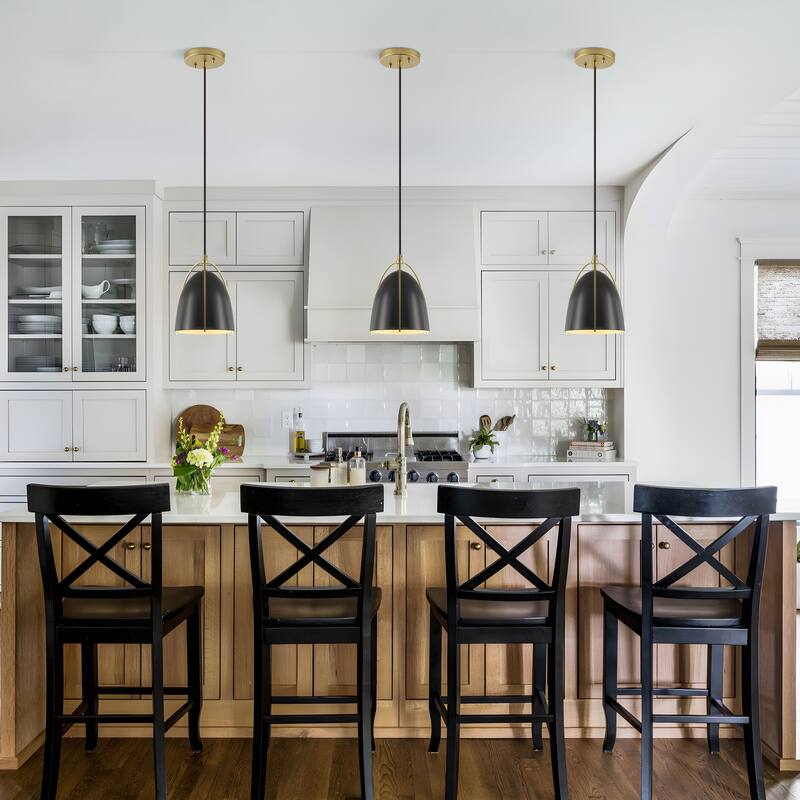 Starsky 1-Light Single Bell/Dome Pendant - Black&Gold