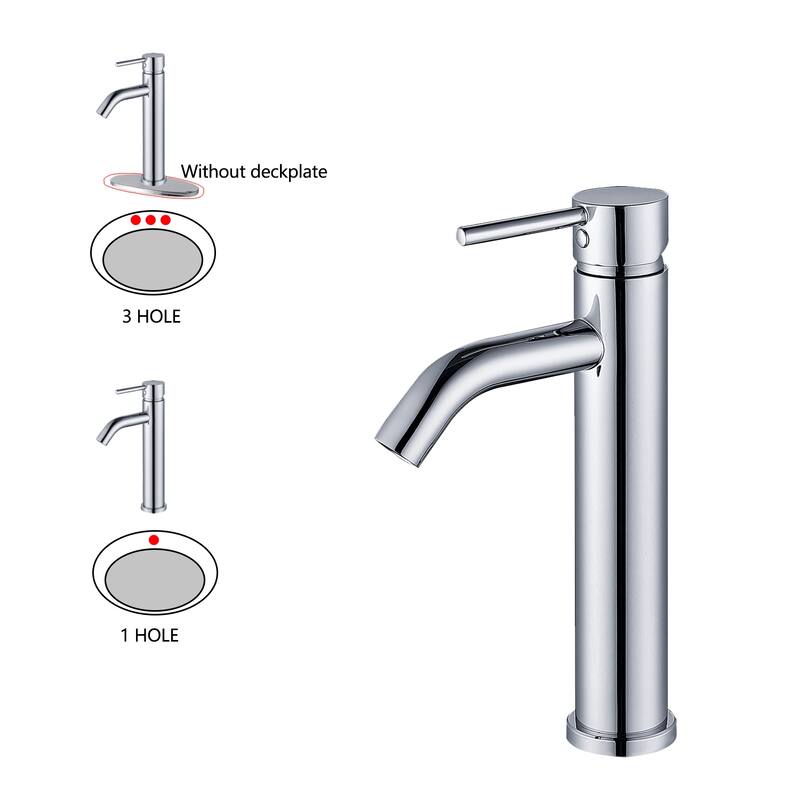 Topcraft Stainless Steel 6.7/12.2 Single Handle Single Hole Bathroom Sink Faucet