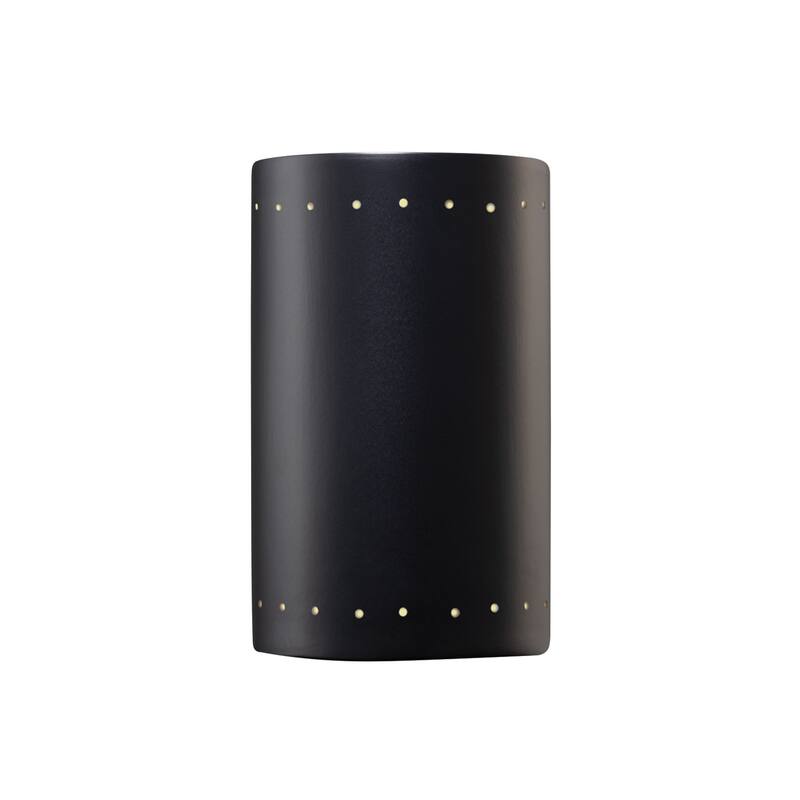 Justice Design Group Ambiance Small ADA Cylinder w/ Perfs Closed Top Wall Sconce - Carbon Matte Black