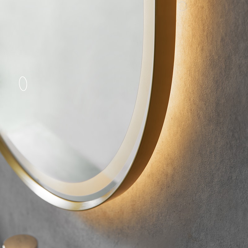 Altair Oleggio Oval Framed in Matte Black Vanity LED Lighted Wall Mirror - 36 in.