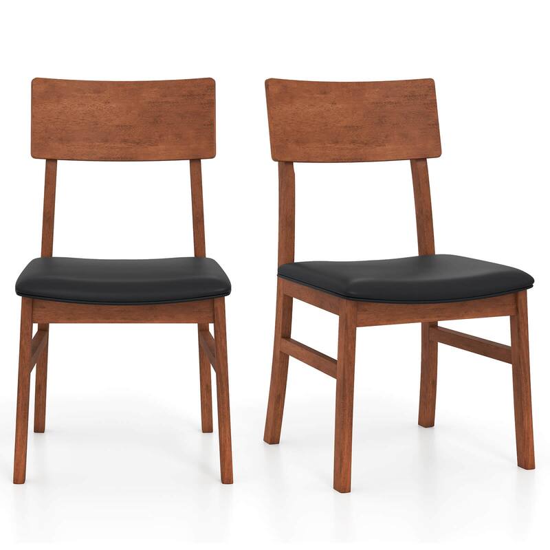 Costway Dining Chairs Set of 2/4 with Rubber Wood Legs & Upholstered - Black + Oak