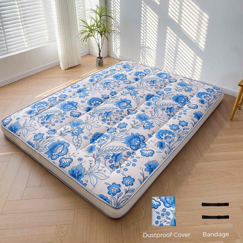 6-inch Thick Floral Pattern Floor Bed Futon Mattress