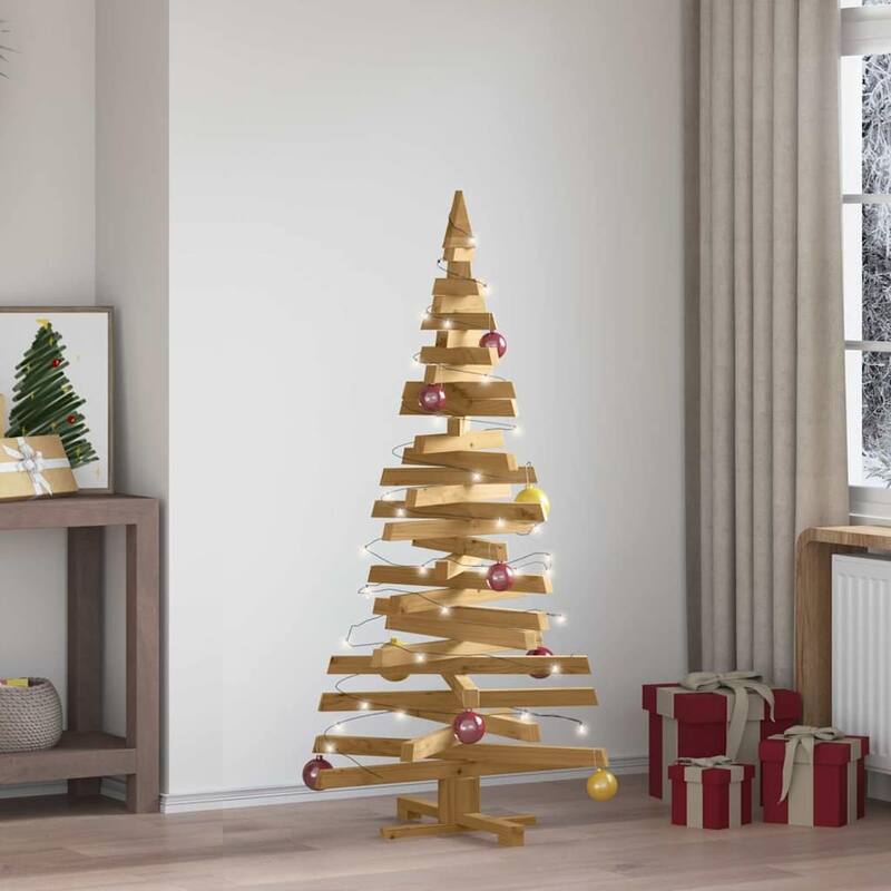 vidaXL Christmas Trees with Stand Natural/Brown Solid pine wood - Brown finish 59.1 - 5 Foot