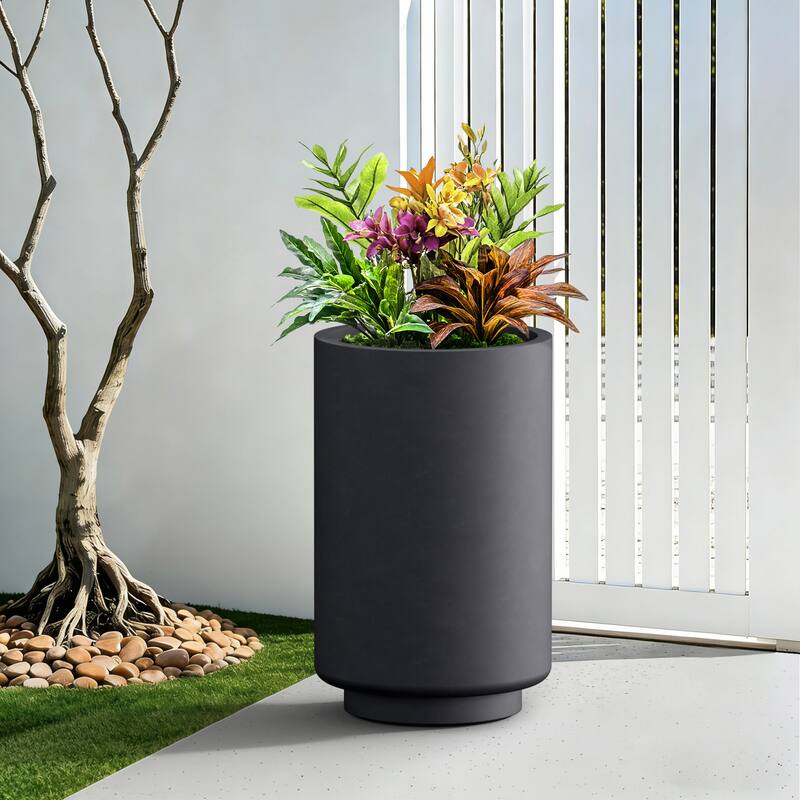Concrete Cylindrical Planter with Drainage Hole for Indoor & Outdoor