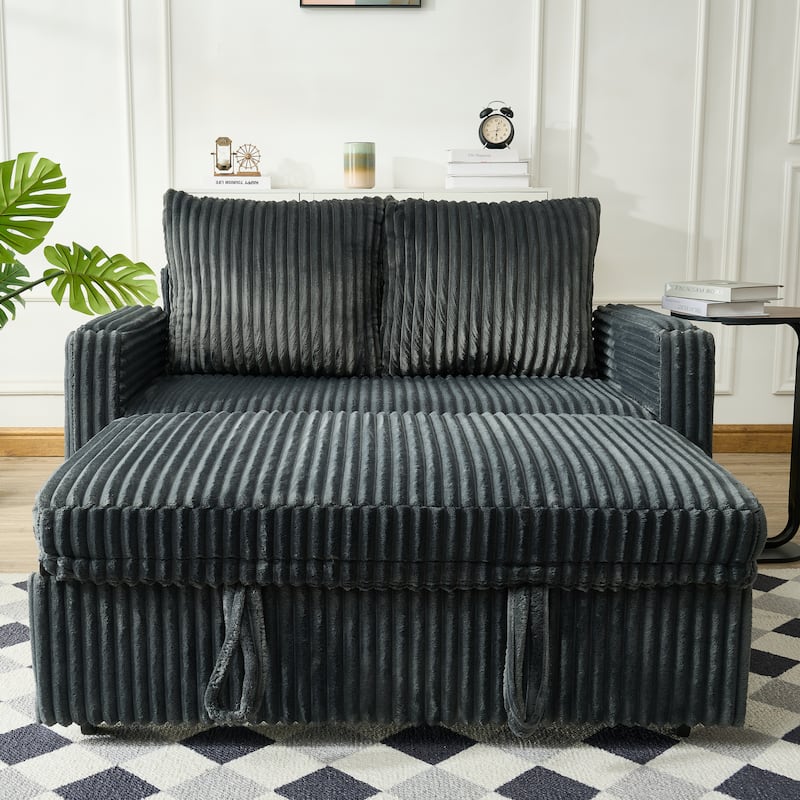 Sleeper Sofa Couch with Pull Out Bed, Convertible Sofa Bed, Loveseat Daybed with Side Pockets & USB Ports