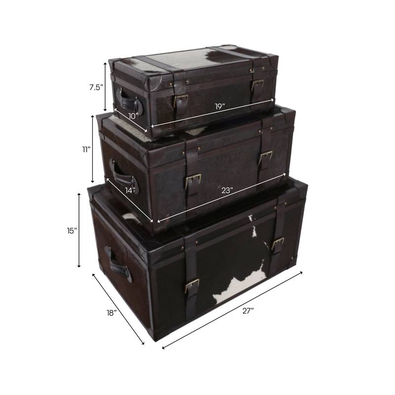Storage Trunks with Buckle Detail - Set of 3 - 17", 15", 11" Multi - 27.0"