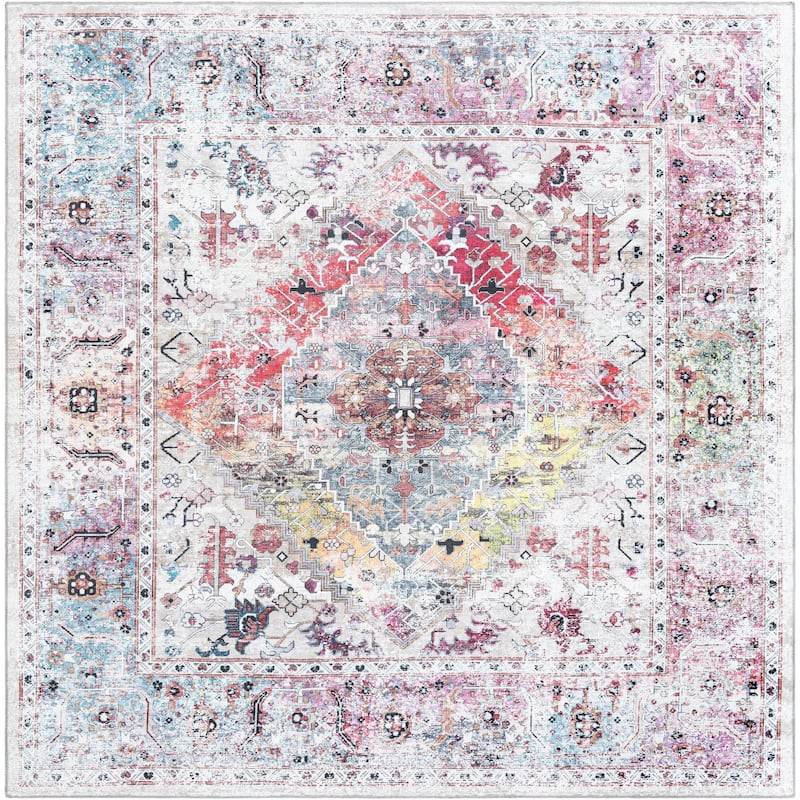 Traditional Tira Collection Area Rug - 7'10" Square - Multi