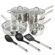 preview thumbnail 1 of 15, Oster Sangerfield 12 Piece Stainless Steel Cookware Set W/ Kitchen Tools