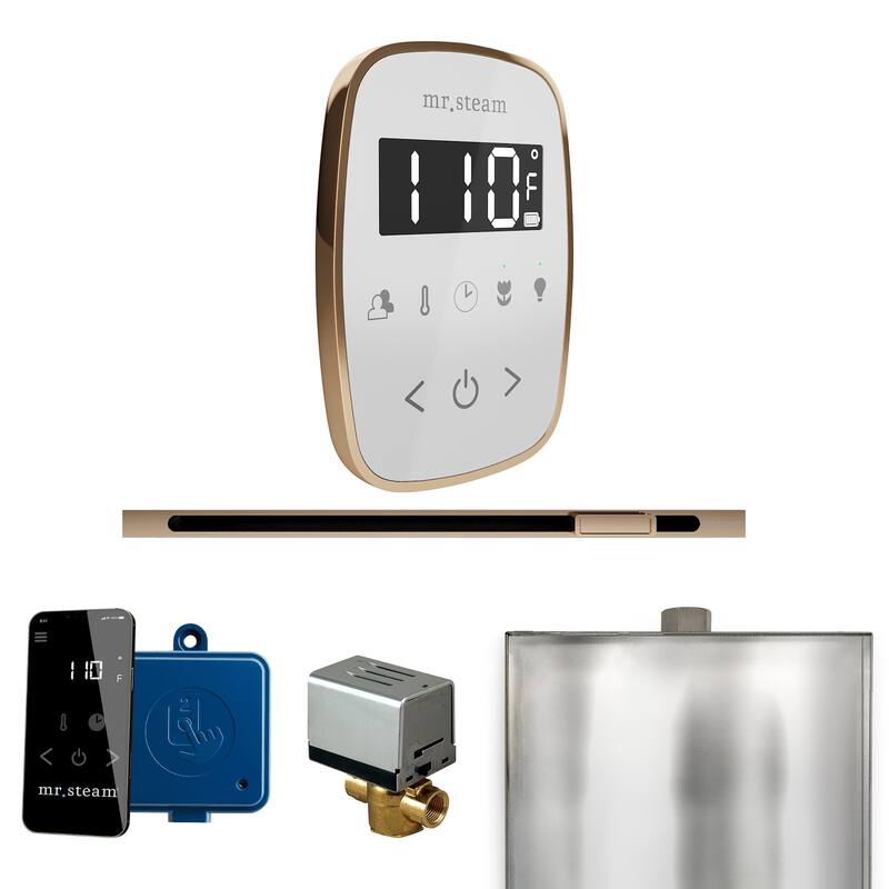 Mr Steam BFL Butler Flex Linear Package Steam Shower Control Package - White / Polished Gold