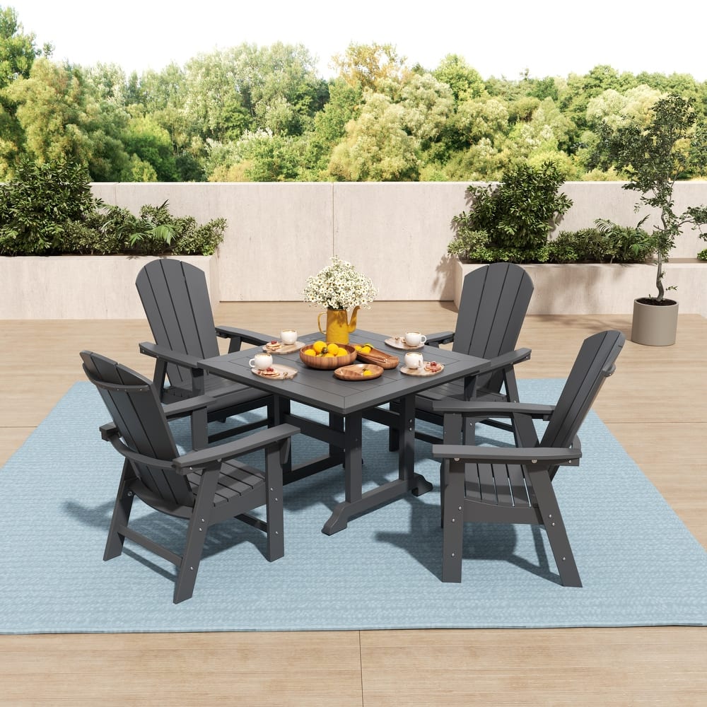 Laguna Hdpe All Weather Outdoor Patio Square Adirondack Dining Chairs Set (5-Piece Set)