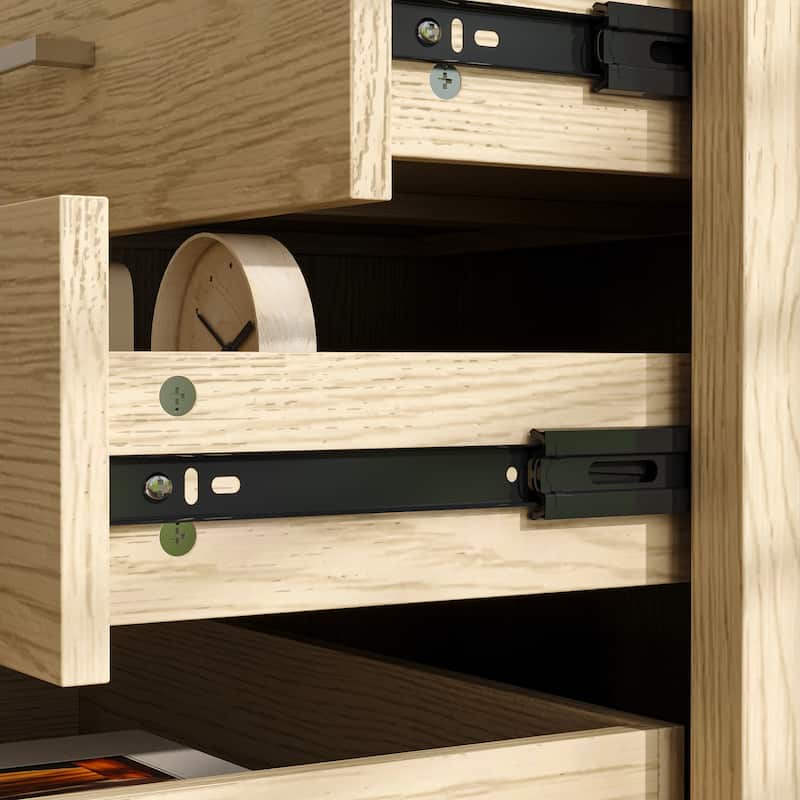 Chic Wooden 3-Drawer Nightstand: Wood Finish with Hidden Drawer for Secret Storage Bedside Table