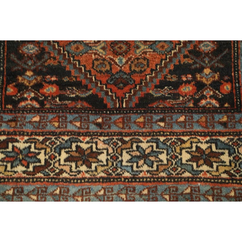 Hand Knotted Oriental 100% Wool Carpet Traditional Geometric Oranges & Rust Malayer Area Rug - 4' 4'' X 3' 2''