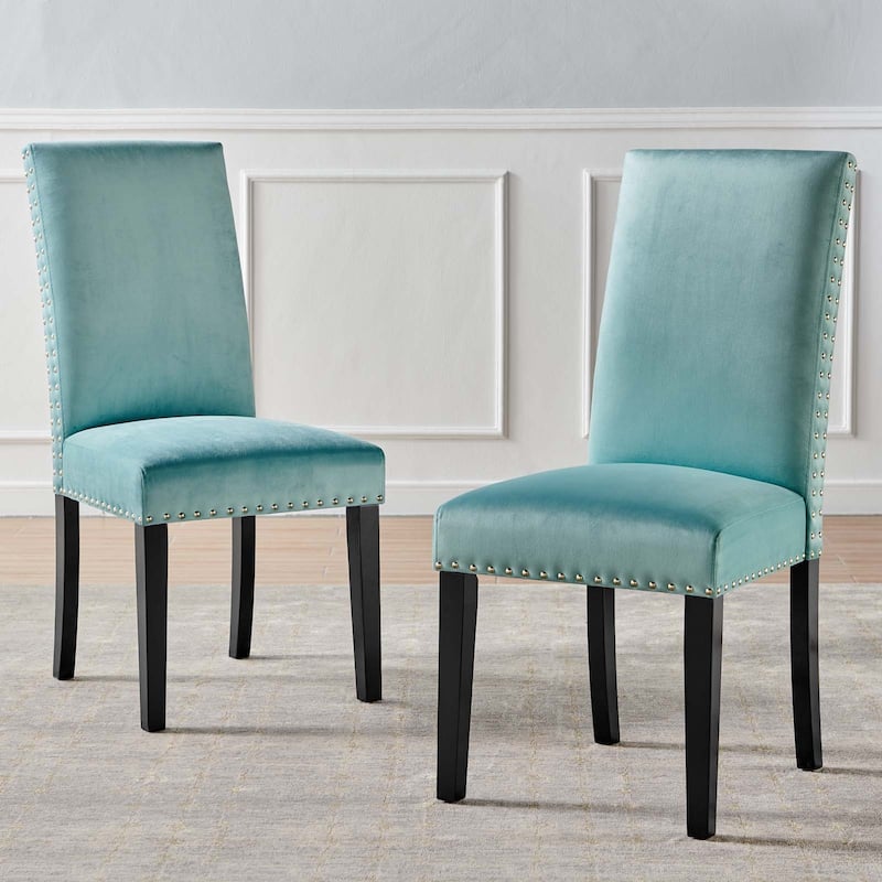 Silver Orchid Lind Velvet Nailhead Trim Dining Side Chairs (Set of 2)