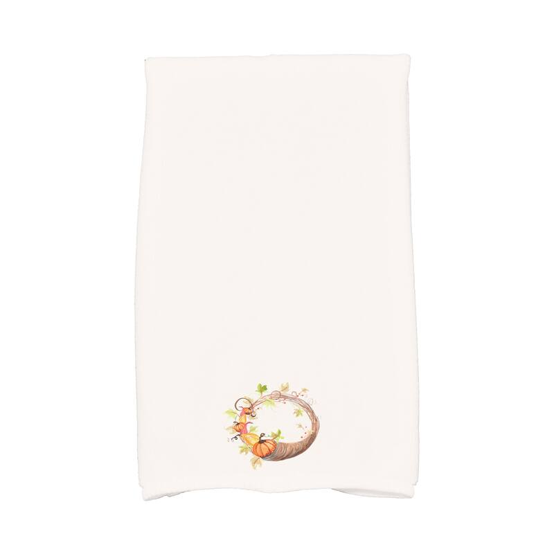 Cornicopia Wreath 18 x 30 Inch Fall Print Hand Towel - Ivory