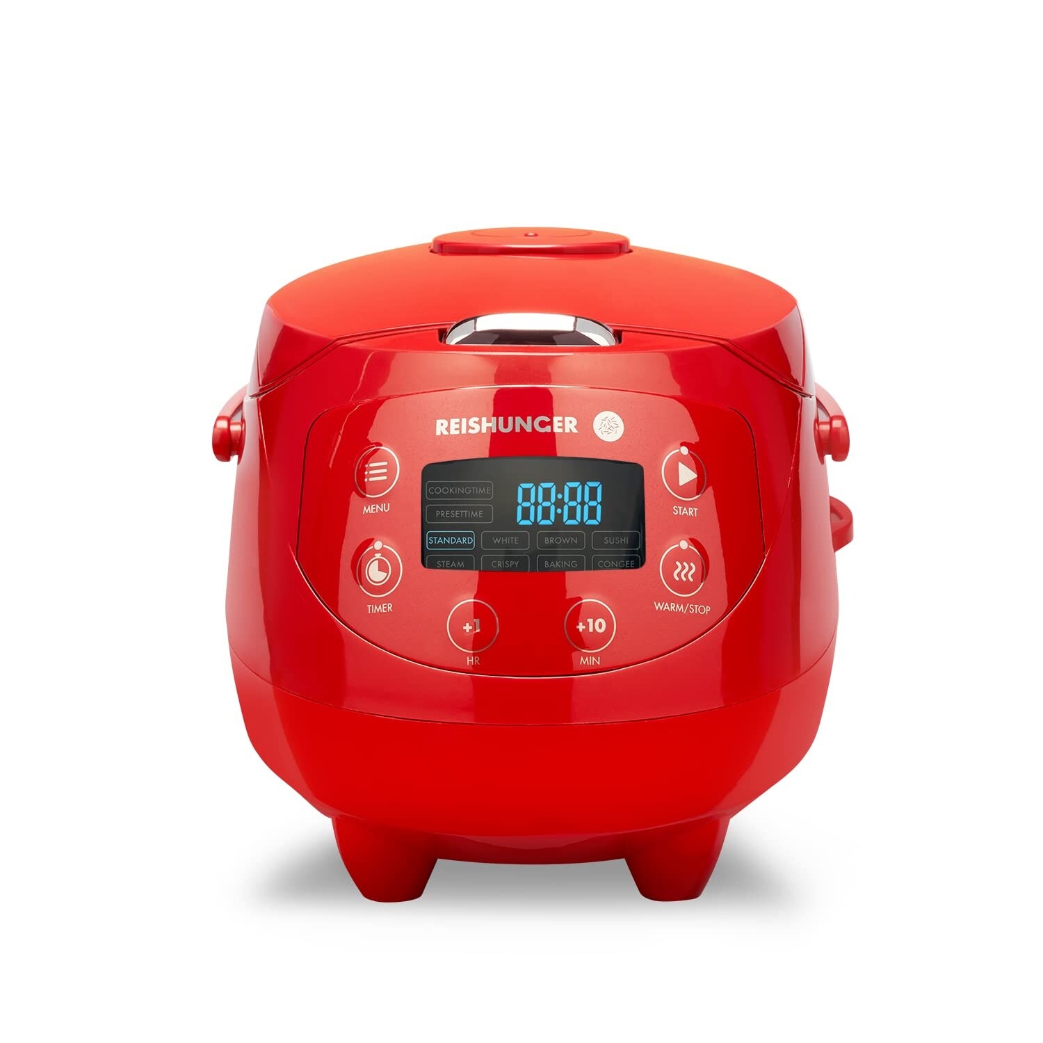 Digital Mini Rice Cooker & Steamer, with Keep-Warm & Timer, 3.5 Cups Small Rice Cooker with Ceramic Inner Pot - 8 Programs - Red