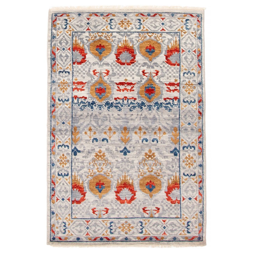 ECARPETGALLERY Hand-knotted Mystique Grey Wool Rug - 4'1 x 6'1