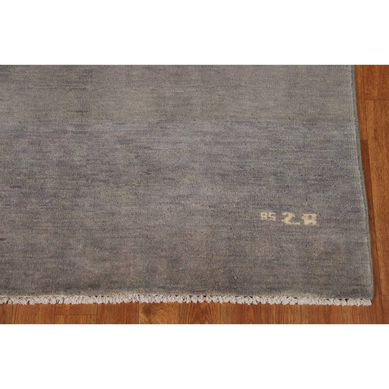 Gray Gabbeh Modern Rug Hand-Knotted Wool Carpet - 3'10"x 5'10"
