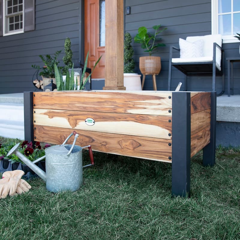 Backyard Discovery 48" Teak Wood Garden Bed Planter Box - 4'0" x 2'4"