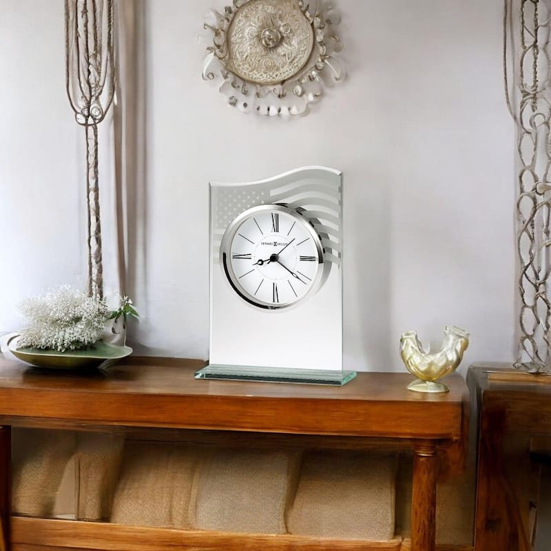Howard Miller Liberty Patriotic Sleek Bold American Flag Table Clock - Clear