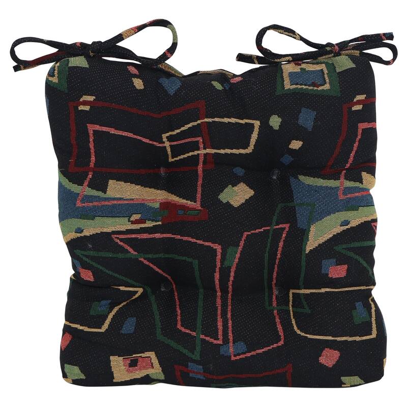 16-inch Square Woven Tapestry Tufted Chair Cushions (Set of 2 or 4) - 16 x 16