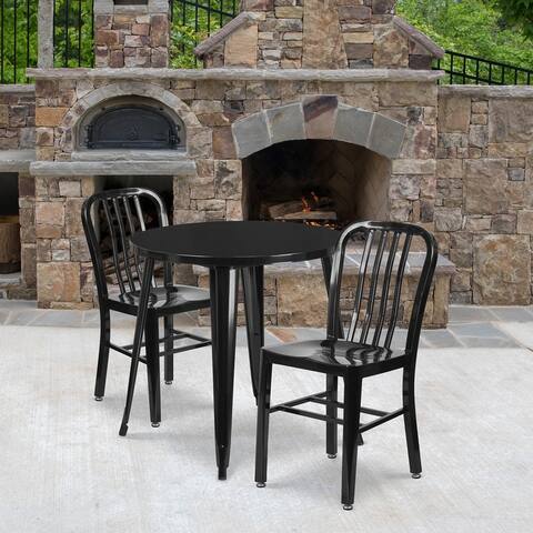 30-inch Round Indoor/ Outdoor 3-piece Metal Table and Chairs Set