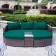 preview thumbnail 16 of 33, 5-piece Patio Aluminum Wicker Daybed Sectional Sofa Set with 1 Side Table and 2 Ottomans
