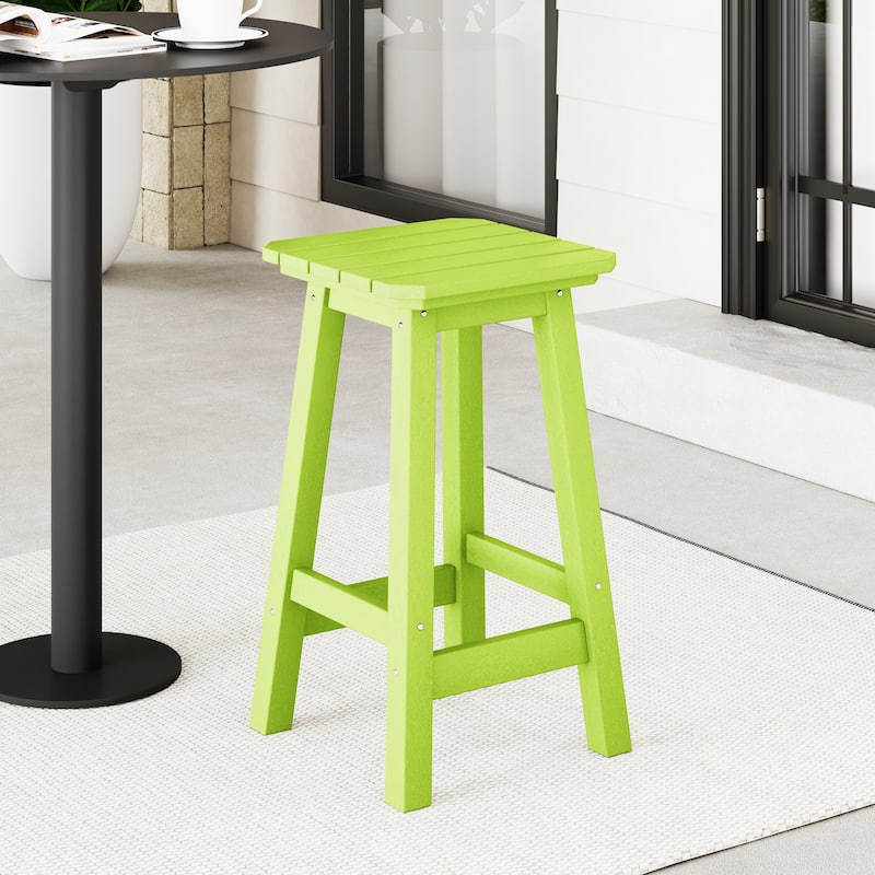Polytrends Laguna Hdpe All Weather Outdoor Patio 24" Square Counter Stool - Lime