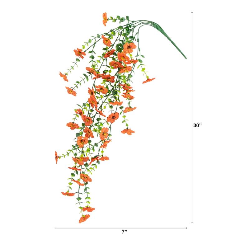 31-in UV Resistant Artificial Daisy Hanging Plant - Set of 6