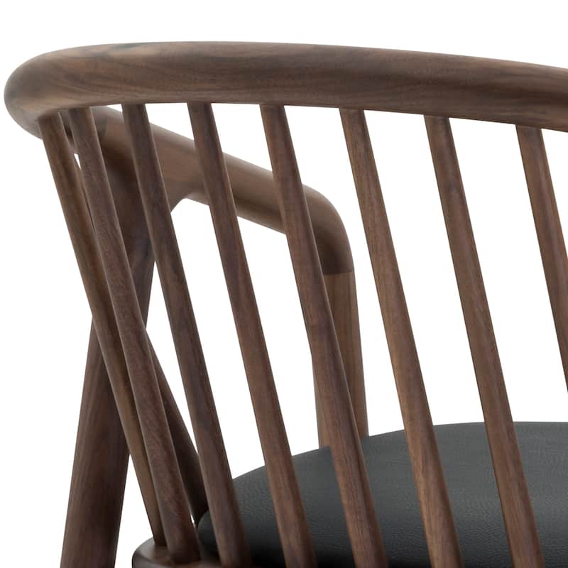 Echo Solid Wood and Black Faux Leather Bar or Counter Height Barstool