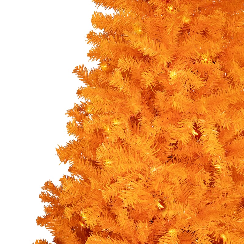 Pre-Lit Medium Pine Artificial Christmas Tree - 6' - Orange - Clear Lights - 6 Foot