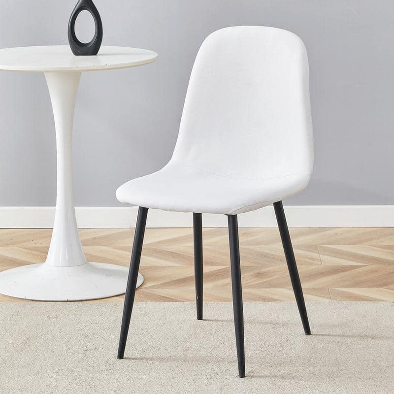 Set of 4 Modern Dining Chairs - Breathable Linen-Cotton Upholstery & Sturdy Integrated Metal Legs