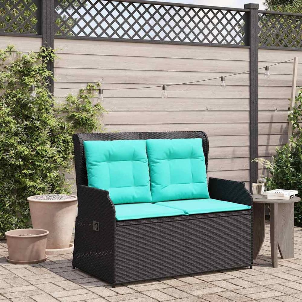 vidaXL Garden Bench with Cushion Brown Poly rattan - 26 x 43 x 37