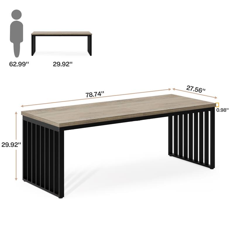 78.7 inches Diniong Table for 6-8 People, Wood Dinner Table for Dining Room