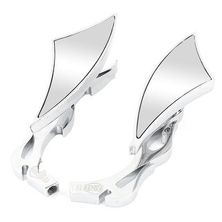 Silver Tone Chrome Flame Motorcycle Triangle Shape Rearview Mirror 8mm ...