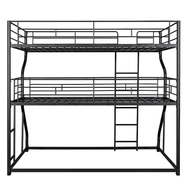 Full XL Over Twin XL Over Queen Size Bunk Bed w/Long, Short Ladder