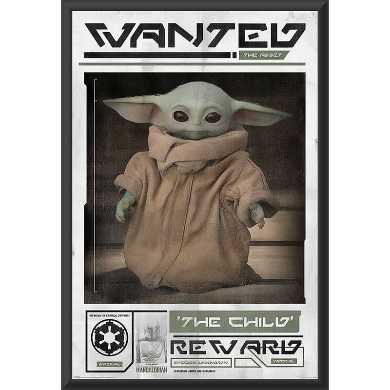 Mandalorian - Wanted (The Child) Framed Art Poster - 24 x 36 Inch
