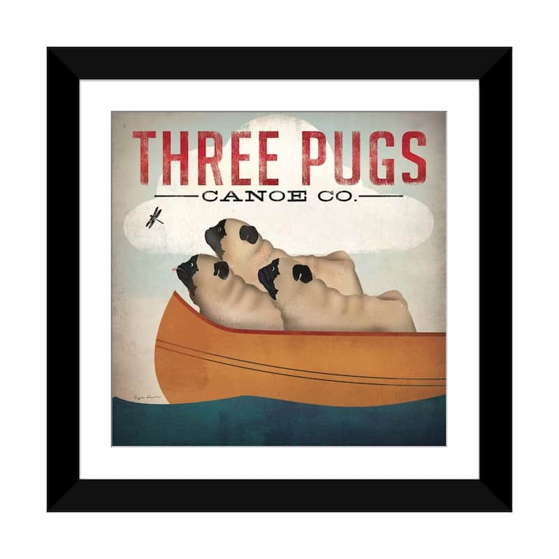 iCanvas "Three Pugs Canoe Co." by Ryan Fowler - Black - 24x24x1