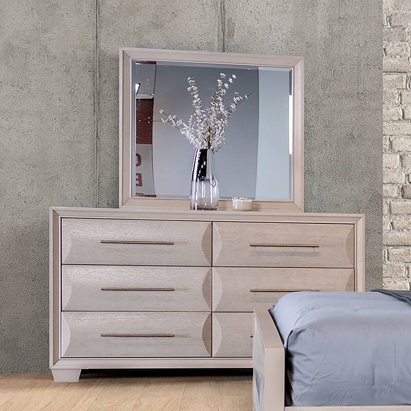 Furniture of America Chase Modern Wood 2-Piece 6-Drawer Dresser and Mirror Set