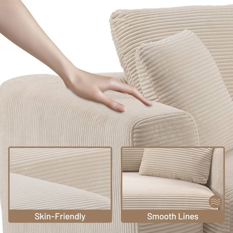 112.2‘’ W Corduroy Modern Compressed Block Sectional Couch with Plush Cushions