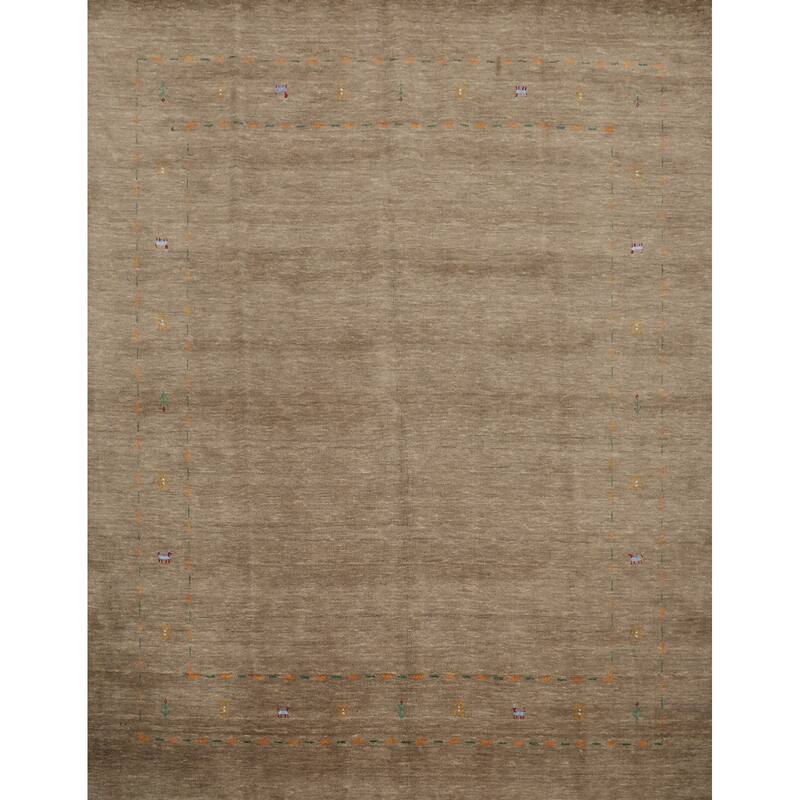 Hand Knotted Oriental 100% Wool Carpet Tribal Animal Pictorial Brown Gabbeh Area Rug - 8' 0'' X 8' 0''