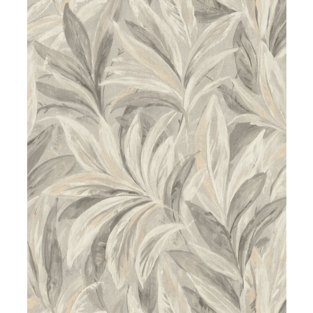 Rasch Rennie Grey Leaves Wallpaper