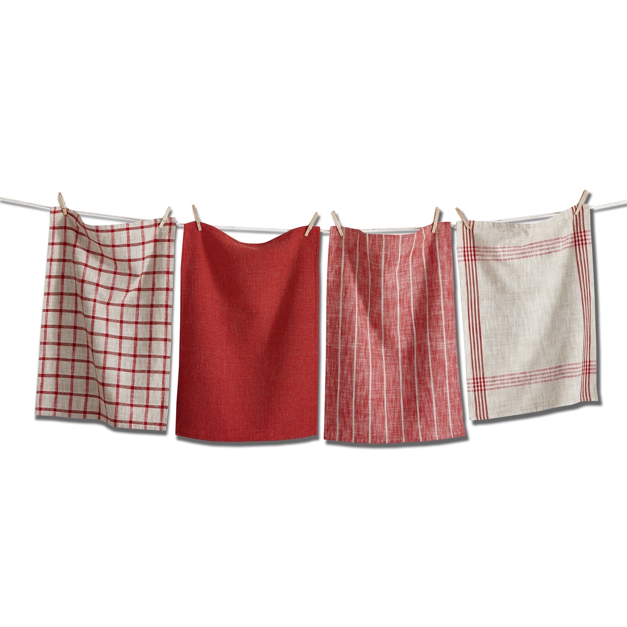 Canyon Woven Dishtowel Set of 4 Red Multi Cotton Kitchen Towels Machine Wash 26x18 Everyday Use