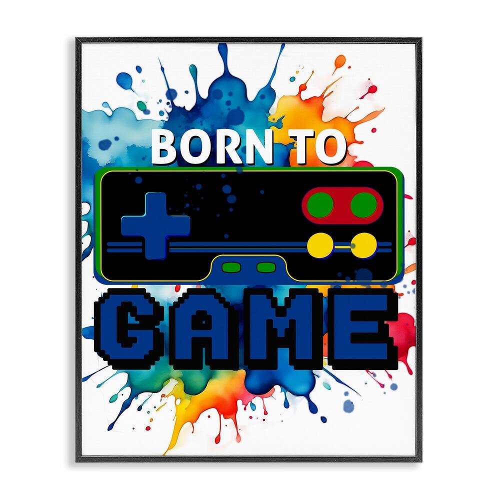 Stupell Born to Game Splash Framed Giclee Art Design By Kim Allen