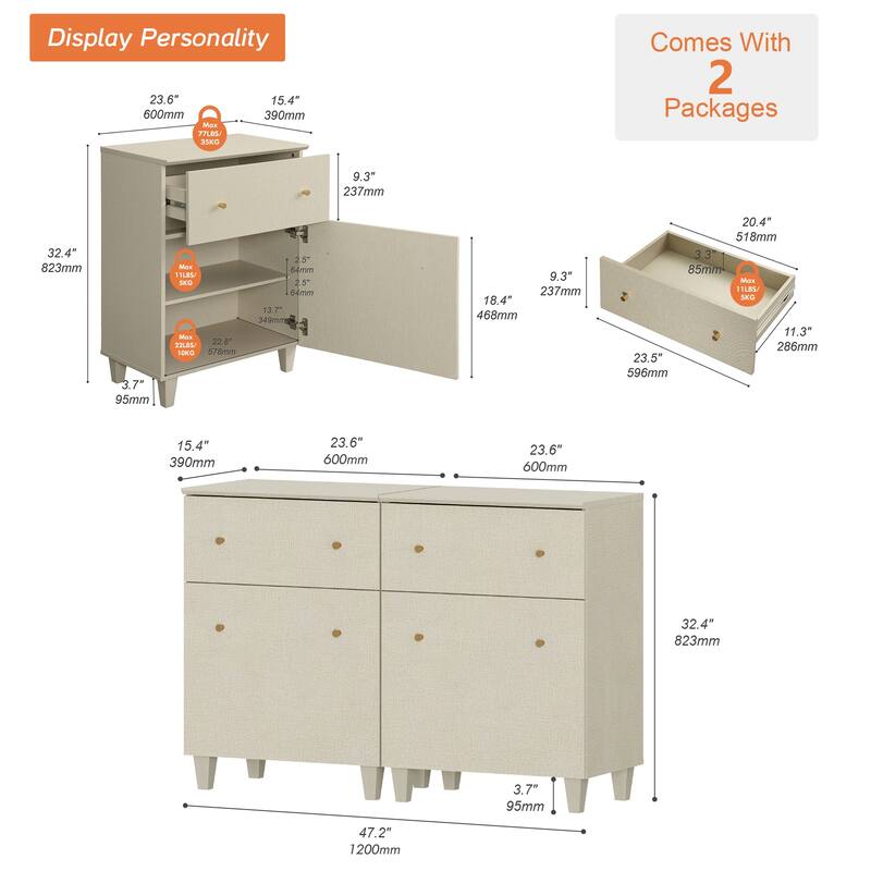 WAMPAT Modern TV Cabinet Stand with Drawers and Door