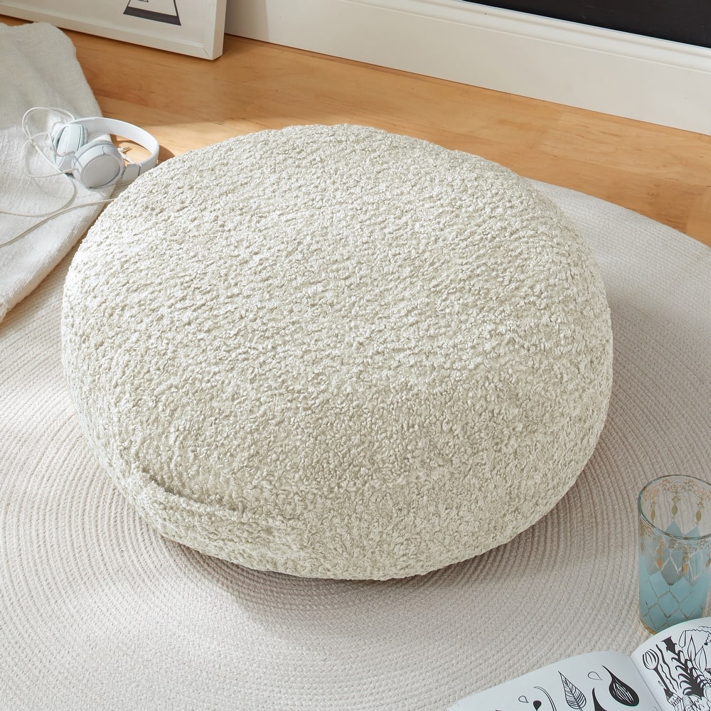 Sorra Home Indoor Soft-Textured Circle Floor Pillow with Handle
