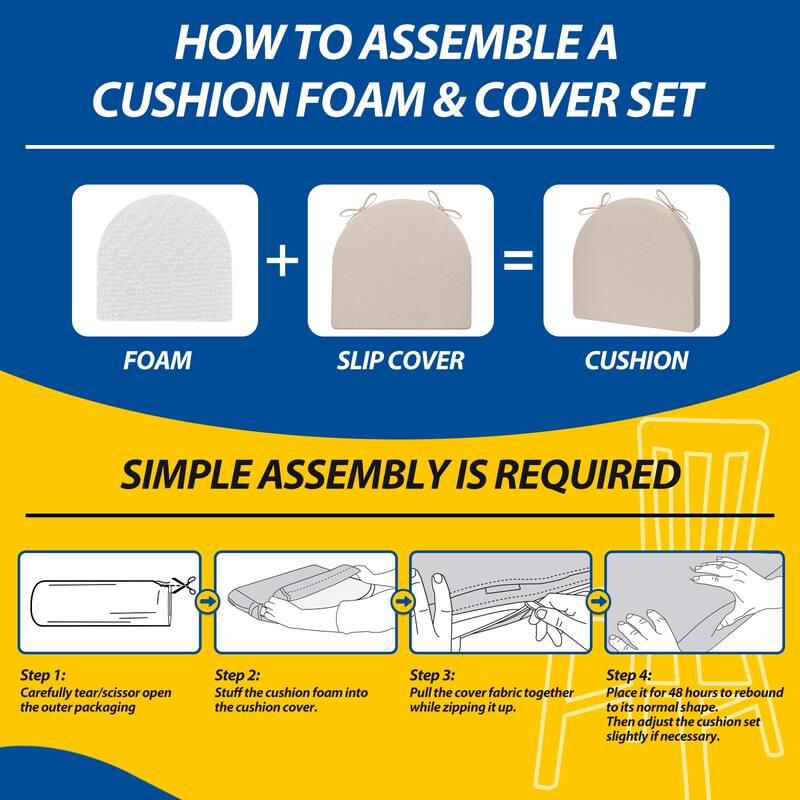 AAAAAcessories 17 in. X 16 in.Indoor Strap Non-slip Chair Cushion for Multi-scenario Setups (2 Pack) - N/A