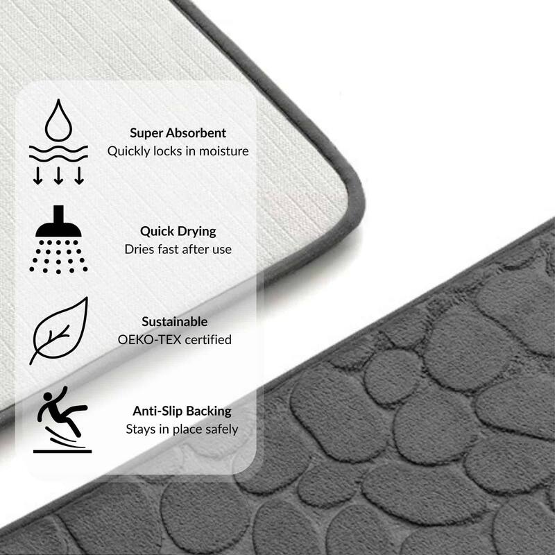Memory Foam Bath Mat Pebble Design 32x20
