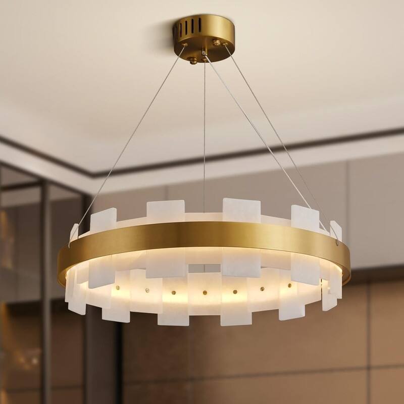 Light luxury marble ring pendant lamp - 20in